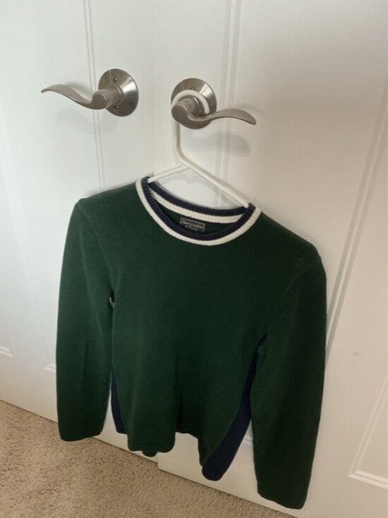 Abercrombie & Fitch Sweaters - Vintage Y2K Green & Navy Crewneck Sweater with Contrast ribbed Side Panels